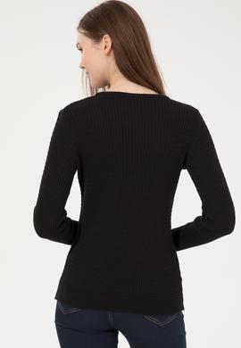 Kadın Siyah Bisiklet Yaka Basic Kazak - 50255658048