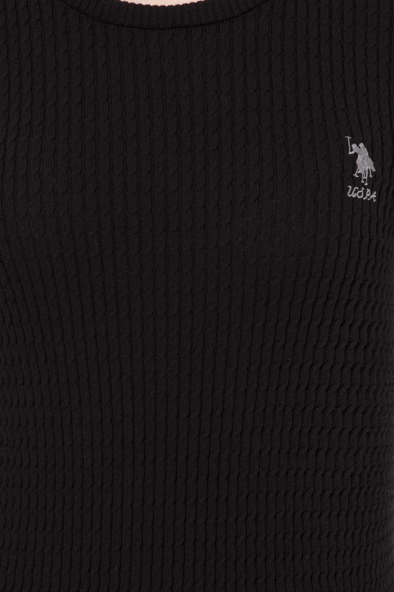 Kadın Siyah Bisiklet Yaka Basic Kazak - 50255658048