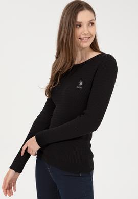 Kadın Siyah Bisiklet Yaka Basic Kazak - 50255658048