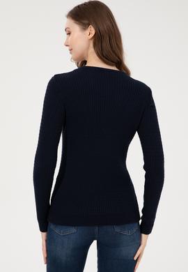 Kadın Lacivert  Bisiklet Yaka Basic Kazak - 50255658021