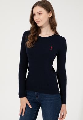 Kadın Lacivert  Bisiklet Yaka Basic Kazak - 50255658021