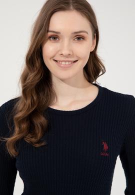 Kadın Lacivert  Bisiklet Yaka Basic Kazak - 50255658021