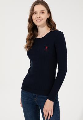 Kadın Lacivert  Bisiklet Yaka Basic Kazak - 50255658021