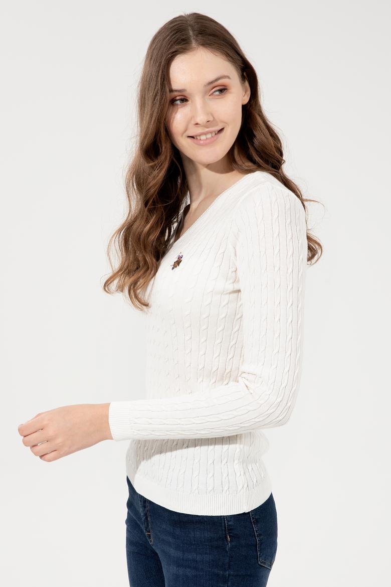 Kadın Ekru Basic Kazak - 50255662085