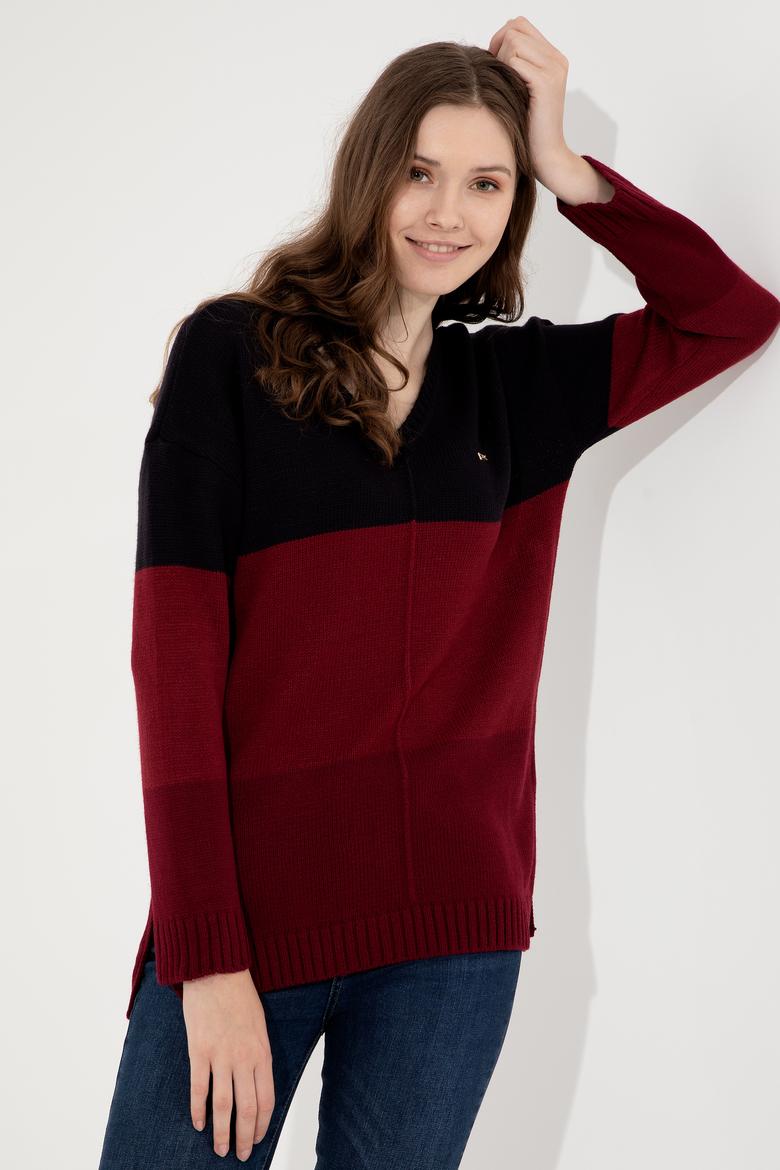 Kadın Lacivert V Yaka Kazak - 50252208010