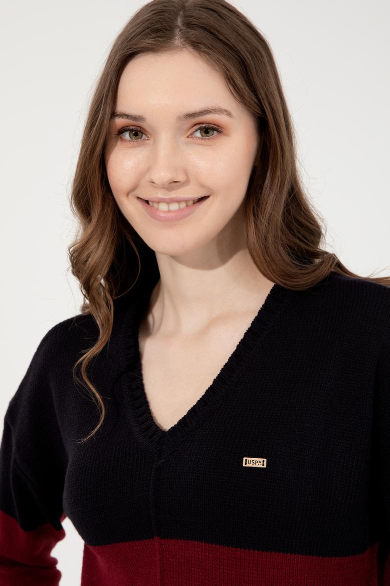 Kadın Lacivert V Yaka Kazak - 50252208010