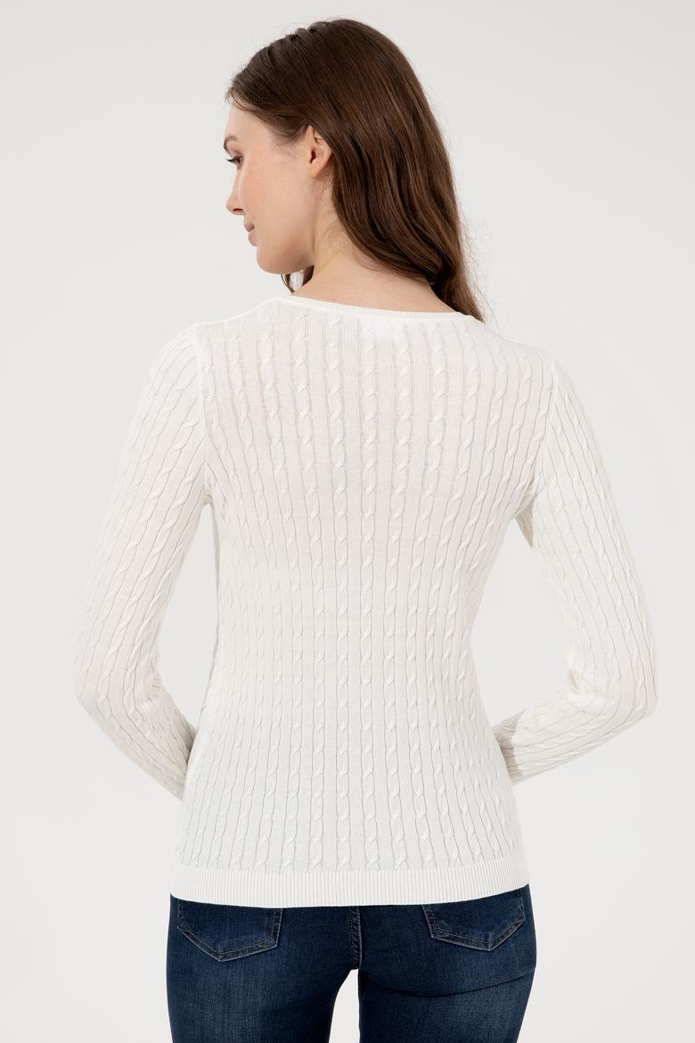 Kadın Ekru Basic Kazak - 50255662085