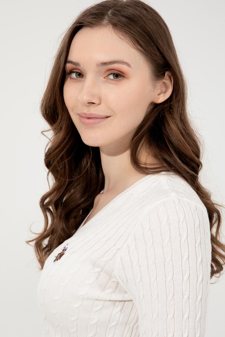 Kadın Ekru Basic Kazak - 50255662085