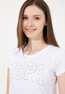 Kadın Beyaz Bisiklet Yaka Tişört - 50246220012