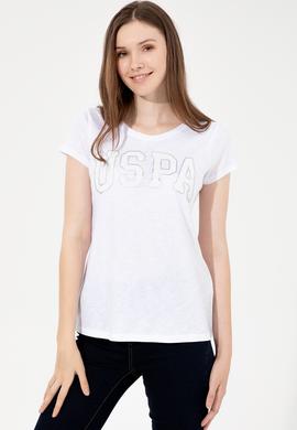 Kadın Beyaz Bisiklet Yaka Tişört - 50246220012