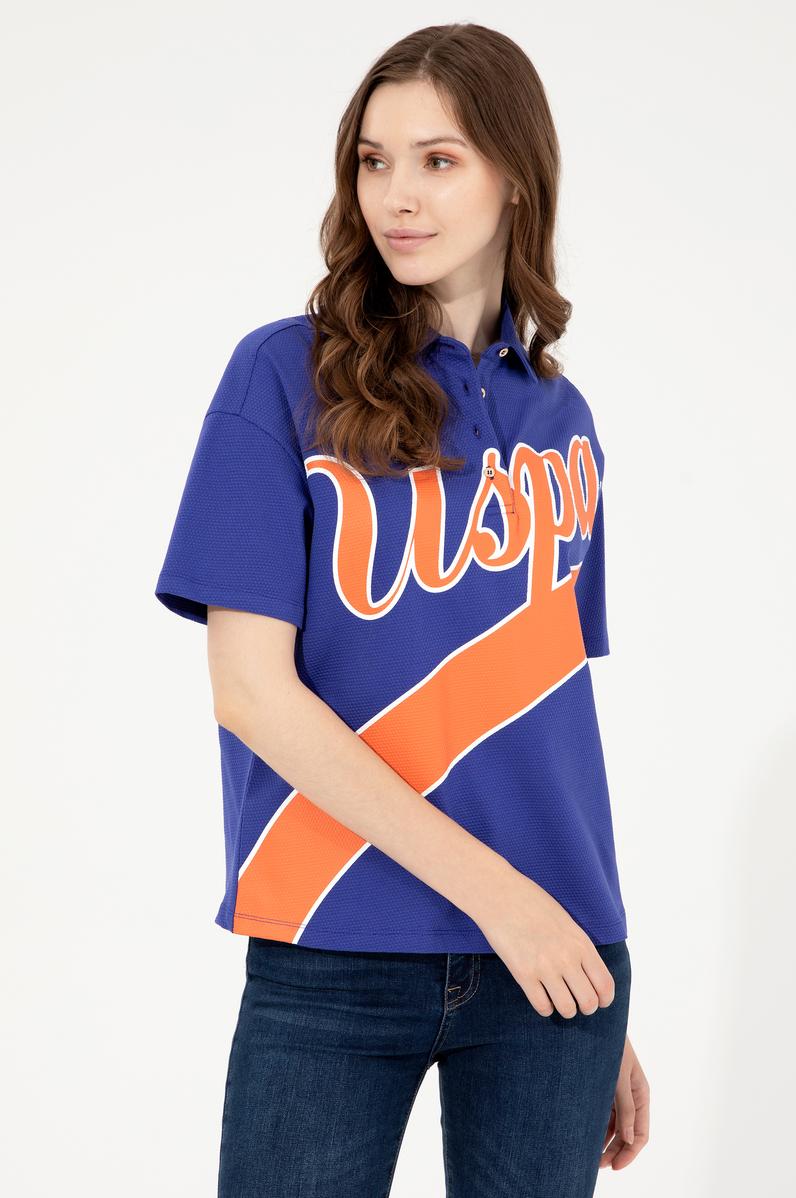 Kadın Mavi Polo Yaka Tişört