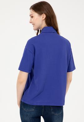 Kadın Mavi Polo Yaka Tişört - 50249029004