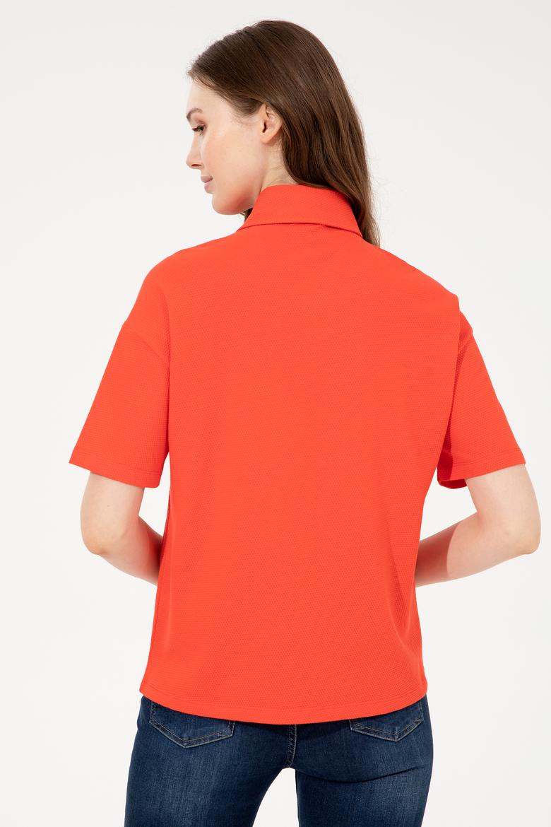Kadın Kırmızı Polo Yaka Tişört - 50249029012