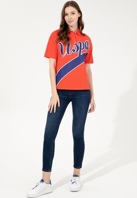 Kadın Kırmızı Polo Yaka Tişört - 50249029012