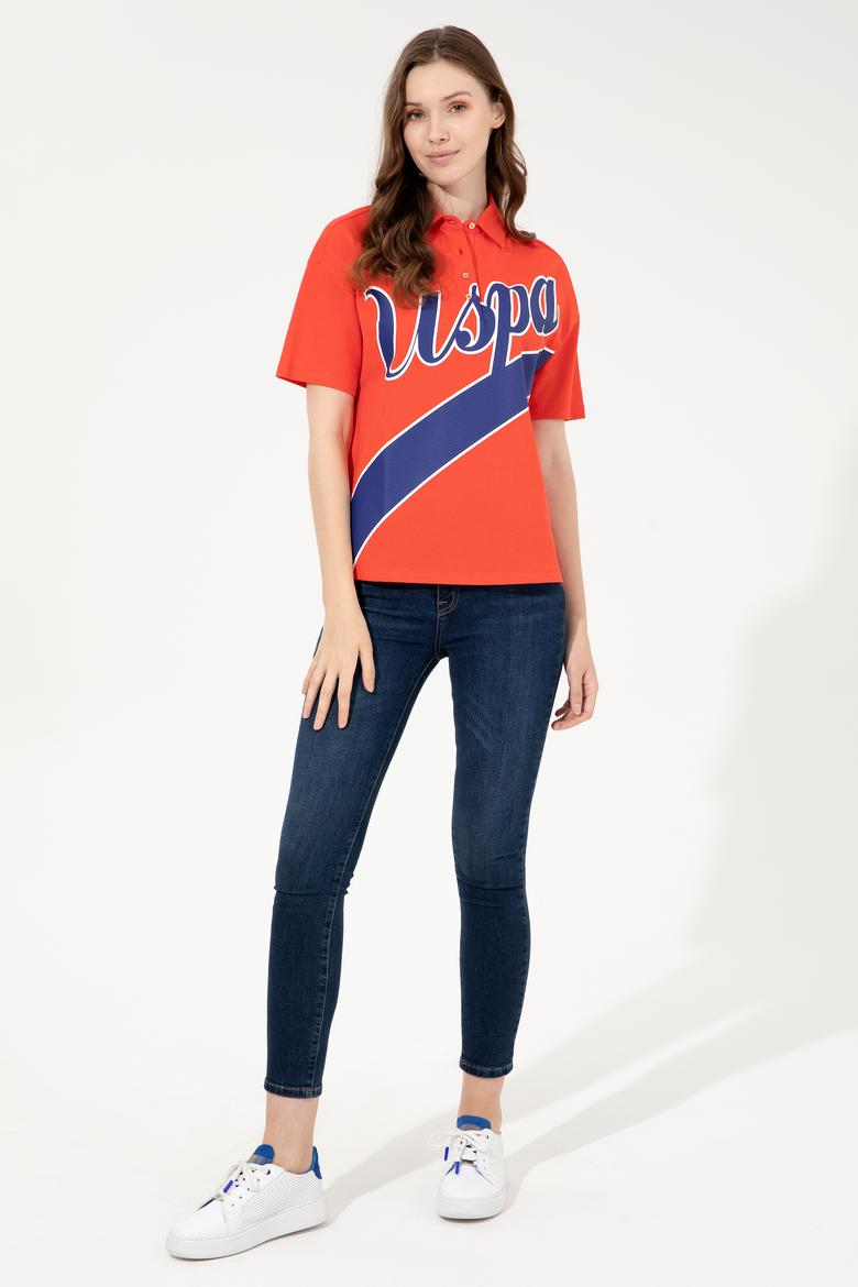 Kadın Kırmızı Polo Yaka Tişört - 50249029012