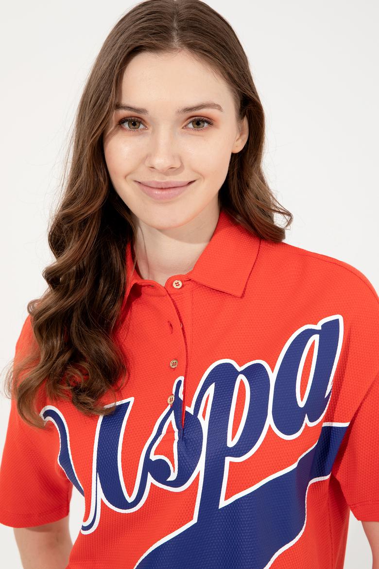 Kadın Kırmızı Polo Yaka Tişört - 50249029012