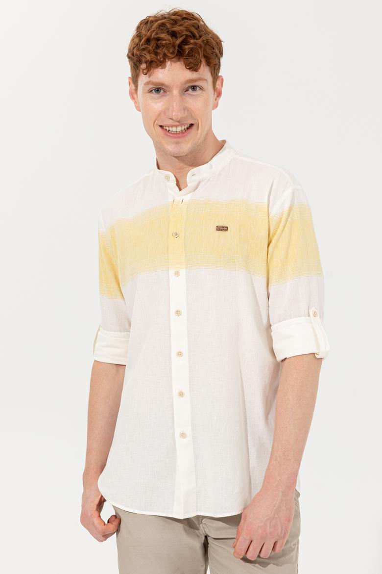 Erkek Safran Uzun Kollu Gömlek