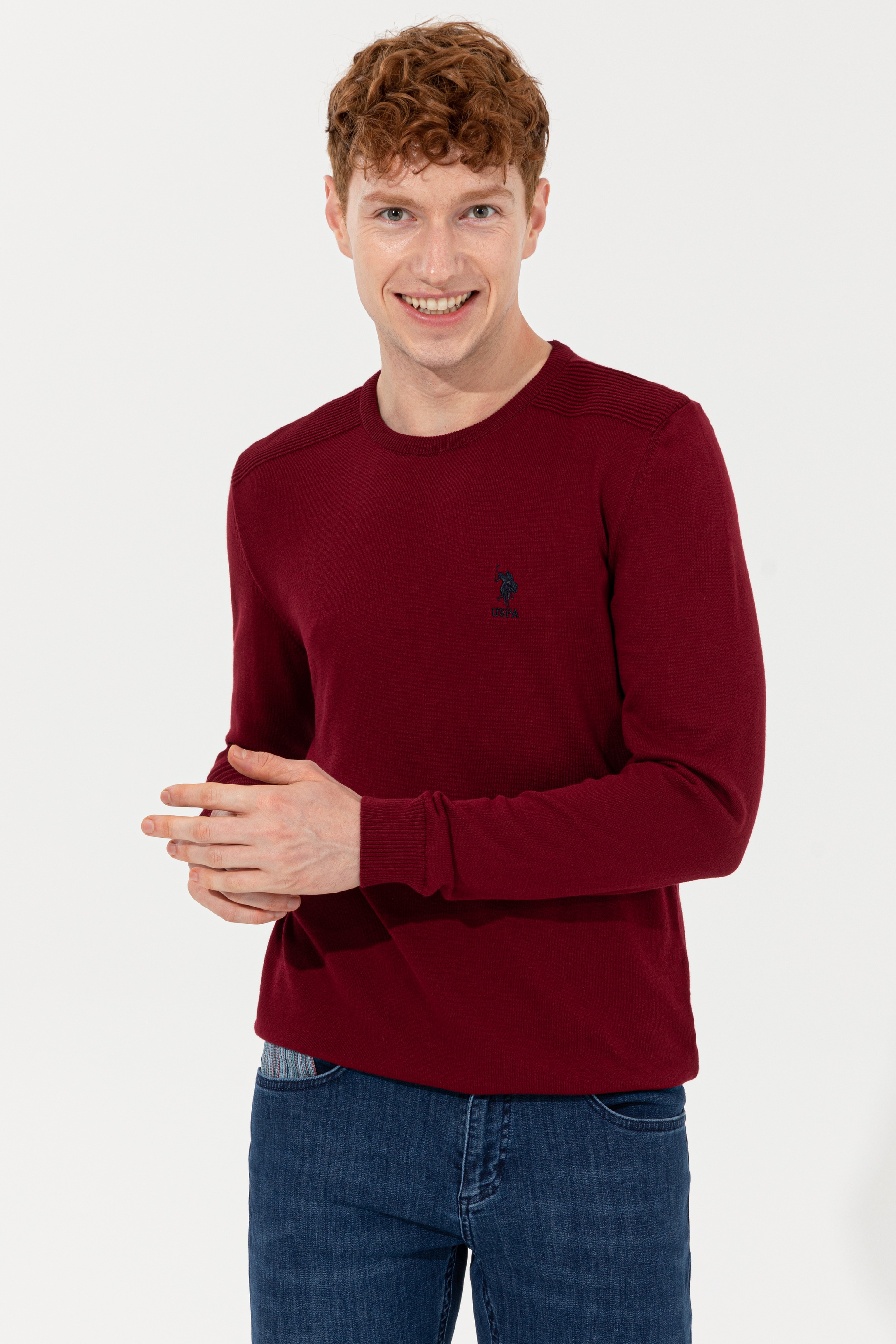 Erkek Bordo Basic Kazak - Image 1
