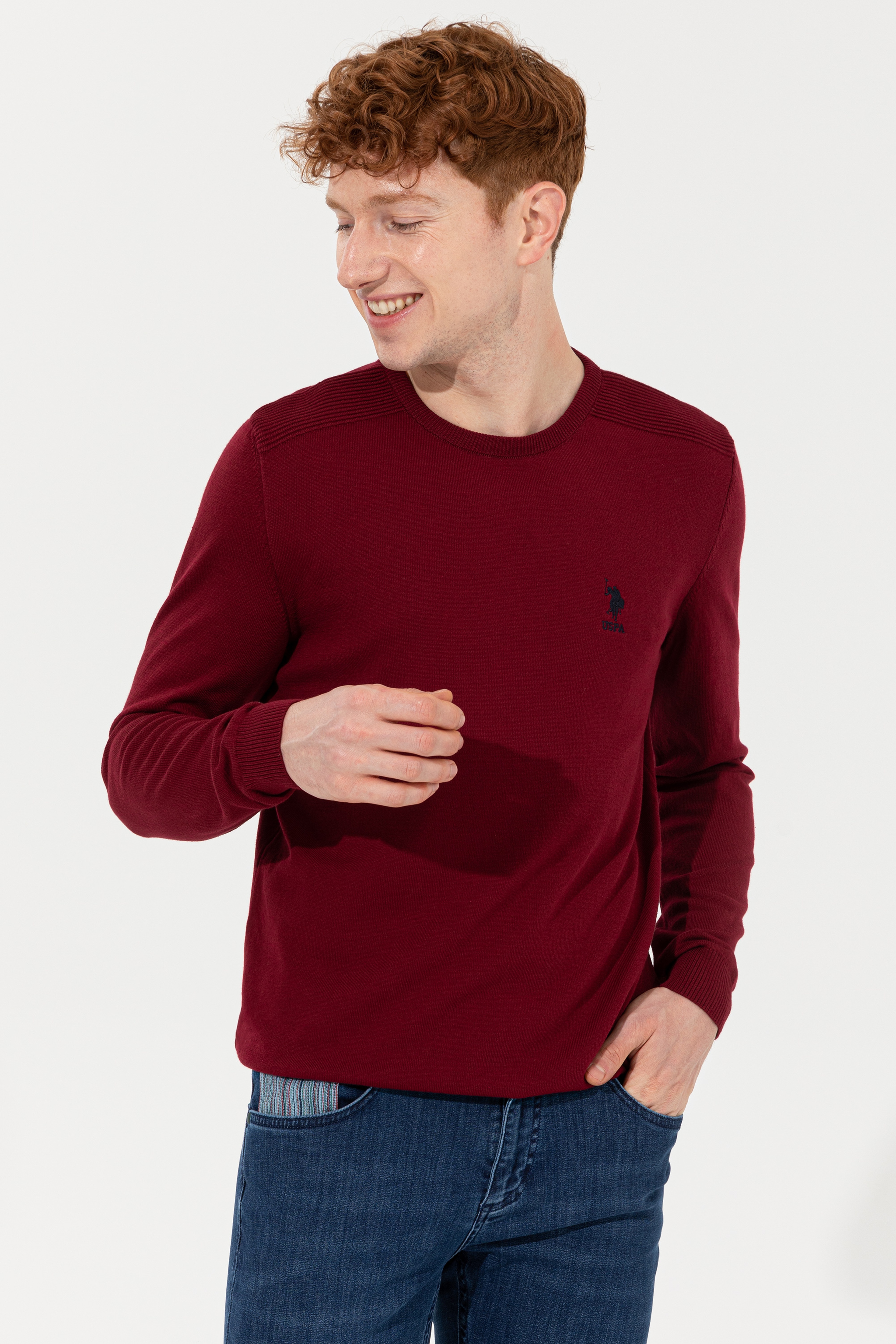 Erkek Bordo Basic Kazak - Image 3