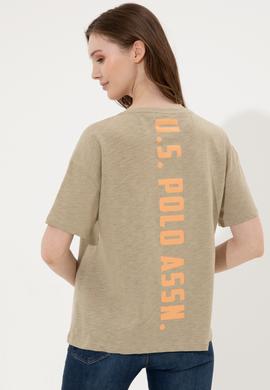Kadın Haki Bisiklet Yaka Tişört - 50248059035
