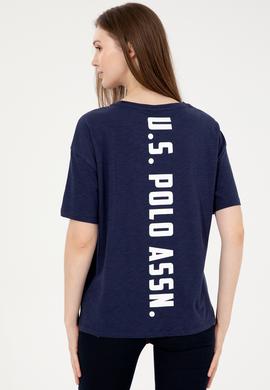 Kadın Lacivert Bisiklet Yaka Tişört - 50248059004