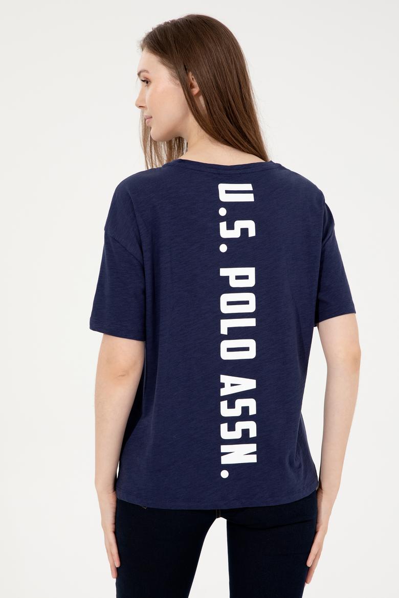 Kadın Lacivert Bisiklet Yaka Tişört - 50248059004