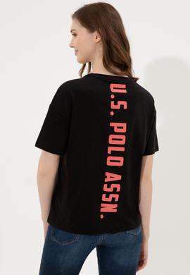 Kadın Siyah Bisiklet Yaka Tişört - 50248059061