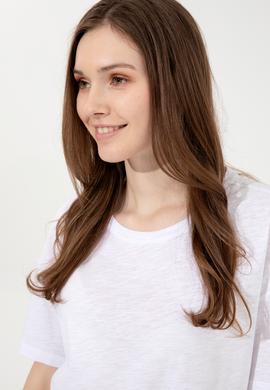 Kadın Beyaz Bisiklet Yaka Tişört - 50248059014