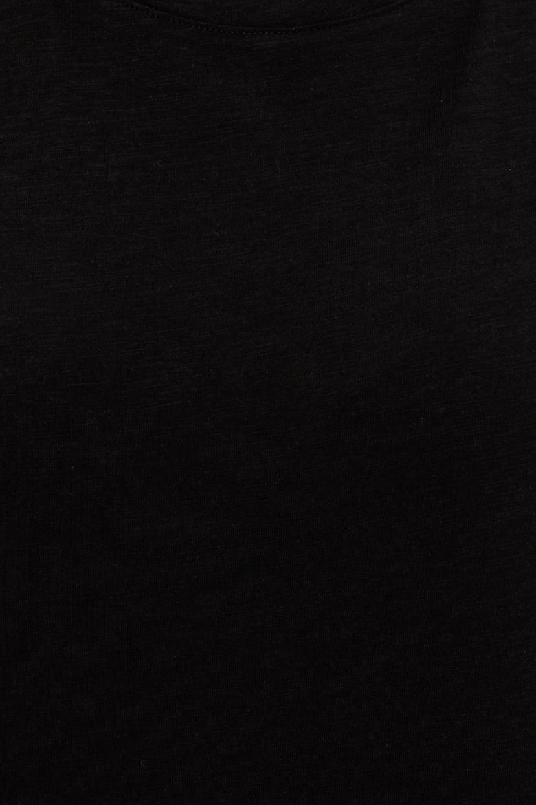 Kadın Siyah Bisiklet Yaka Tişört - 50248059061