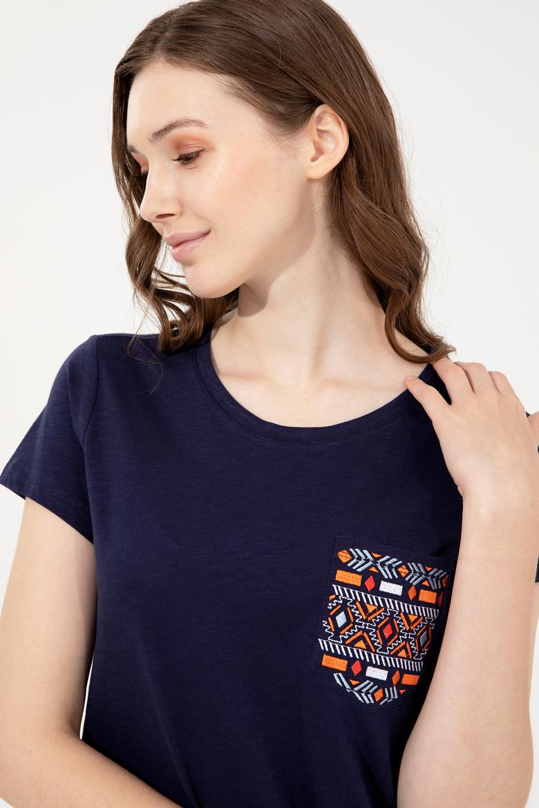 Kadın Lacivert Tişört - 50252286015