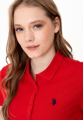 Kadın Kırmızı Basic Polo Yaka Tişört - 50246272263