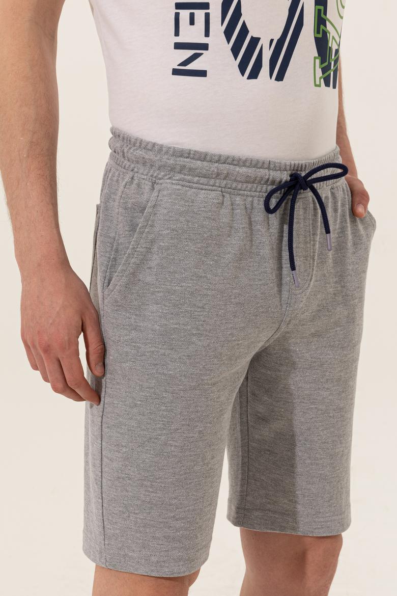 Erkek Gri Melanj Örme Şort - 50248600014