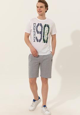 Erkek Gri Melanj Örme Şort - 50248600014