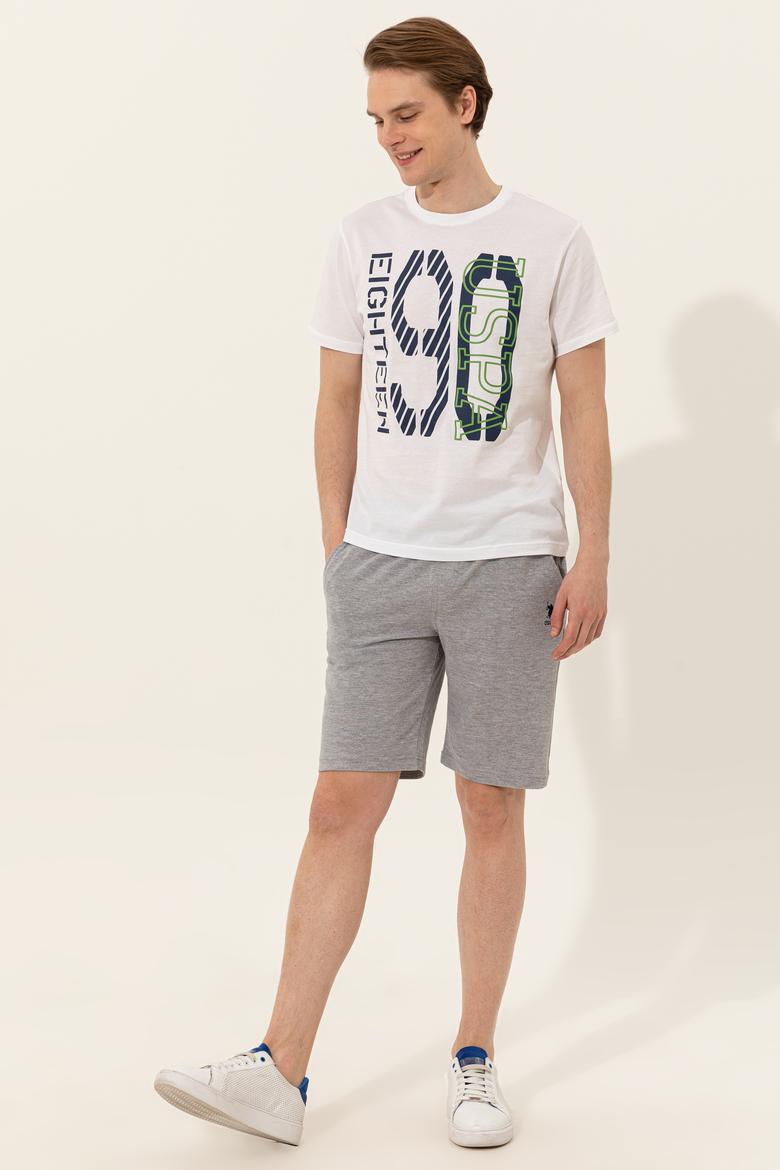 Erkek Gri Melanj Örme Şort - 50248600014