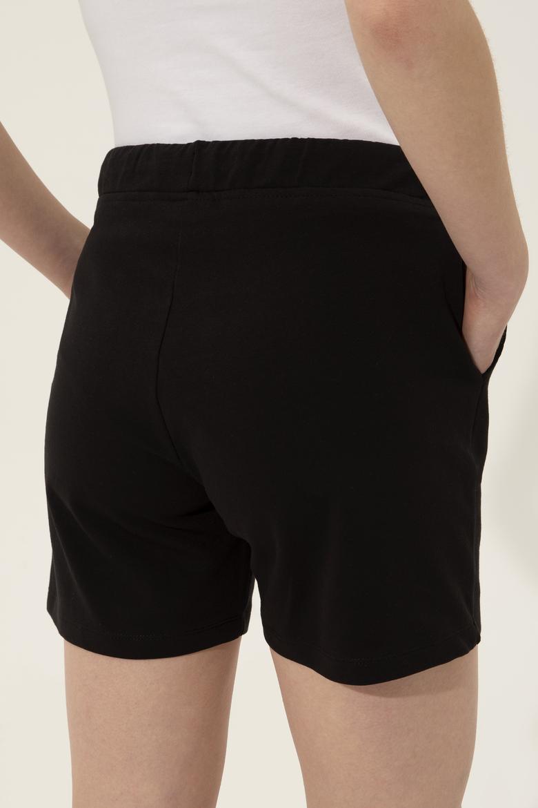 Kadın Siyah Örme Şort - 50246032045