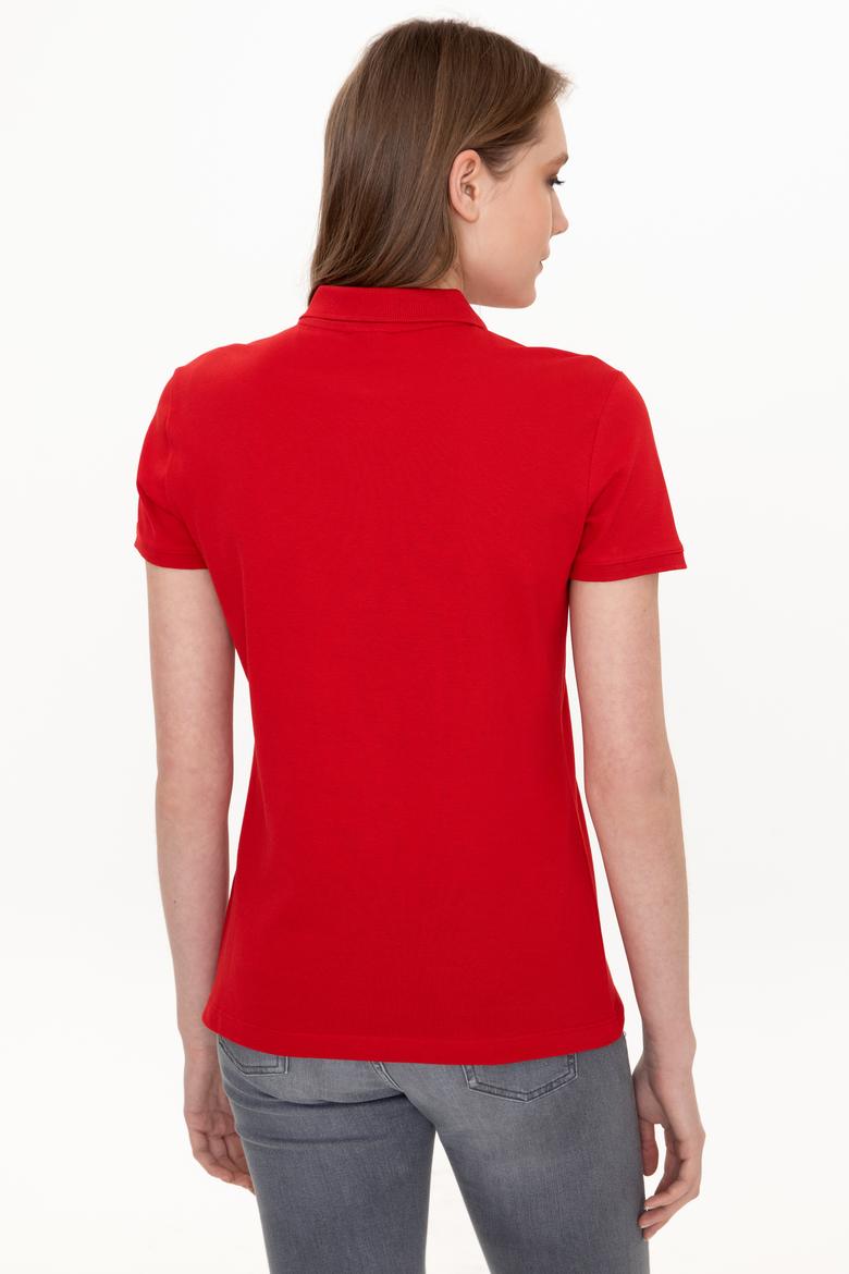 Kadın Kırmızı Basic Polo Yaka Tişört - 50246272263