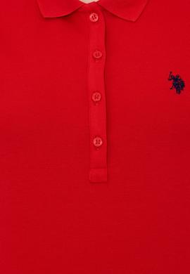 Kadın Kırmızı Basic Polo Yaka Tişört - 50246272263