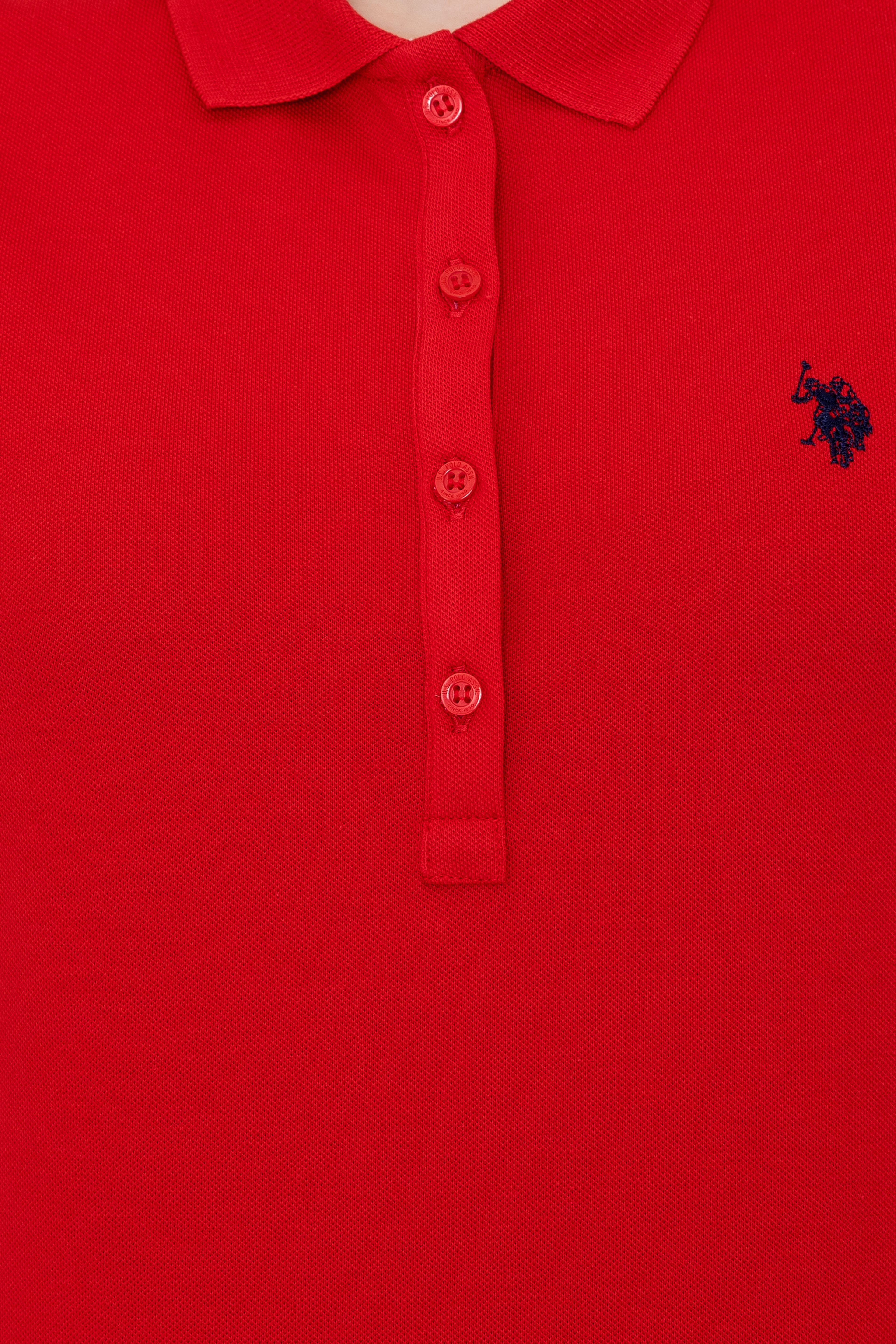 Kadın Kırmızı Basic Polo Yaka Tişört - Image 6