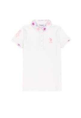 Kız Çocuk Beyaz Basic Polo Yaka Tişört - 50246795002