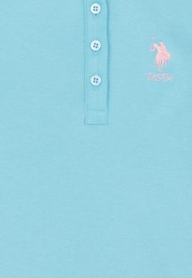 Kız Çocuk Turkuaz Basic Polo Yaka Tişört - 50246795071