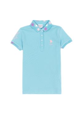 Kız Çocuk Turkuaz Basic Polo Yaka Tişört - 50246795071