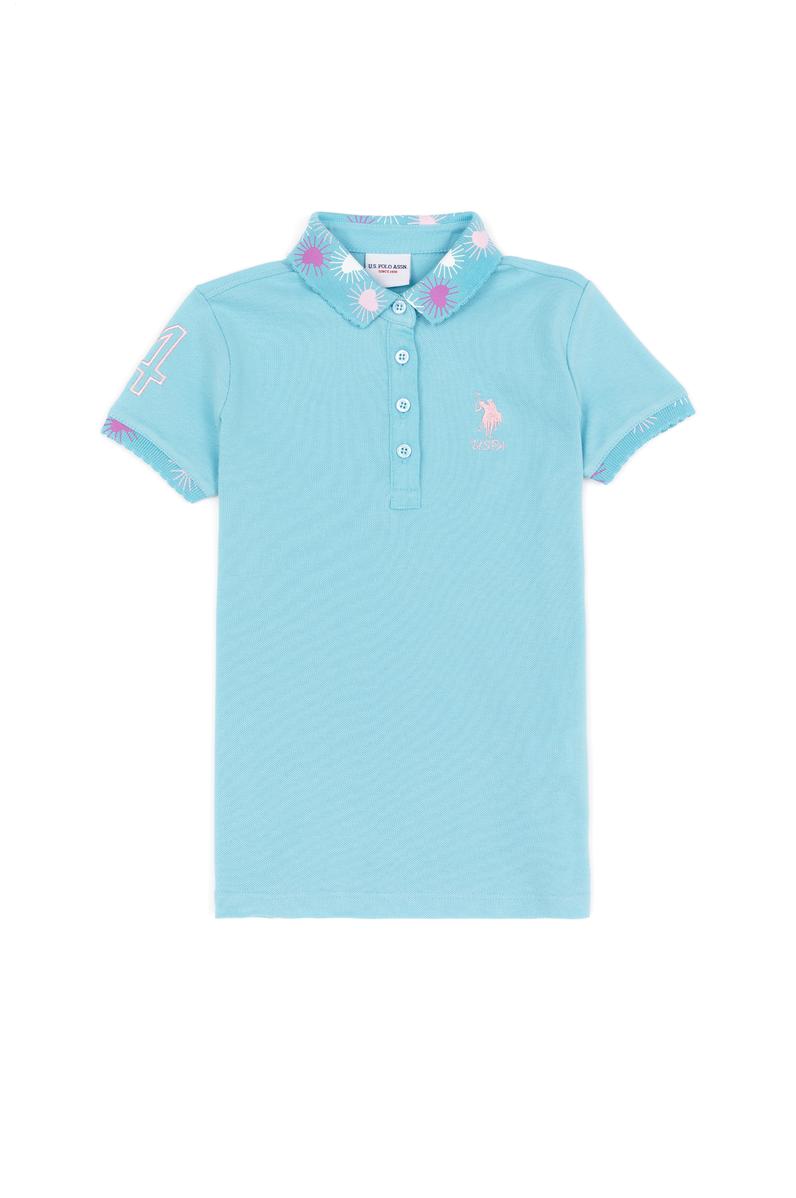 Kız Çocuk Turkuaz Basic Polo Yaka Tişört