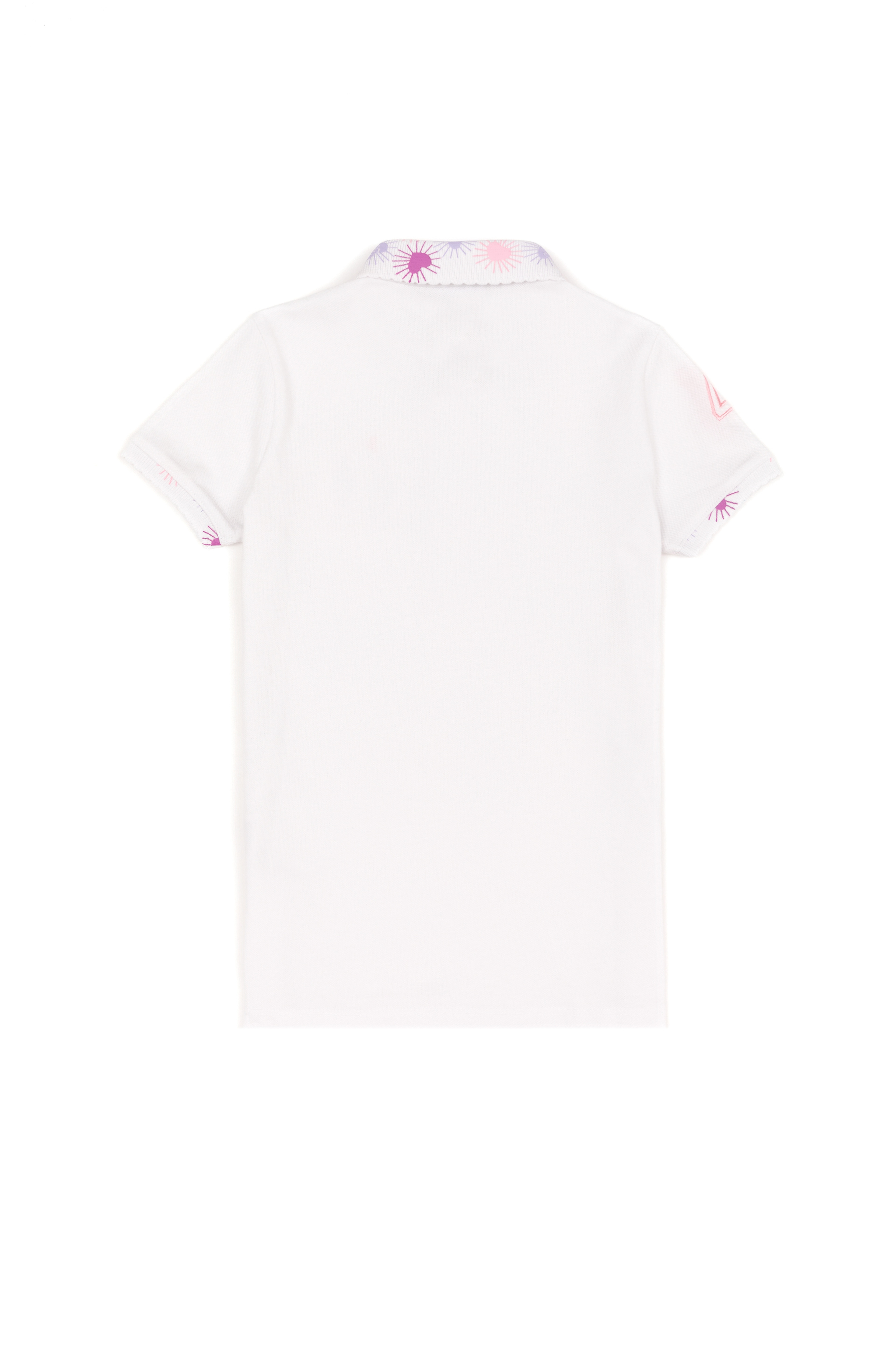Kız Çocuk Beyaz Basic Polo Yaka Tişört - Image 2