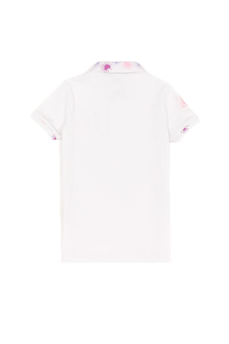 Kız Çocuk Beyaz Basic Polo Yaka Tişört - 50246795002