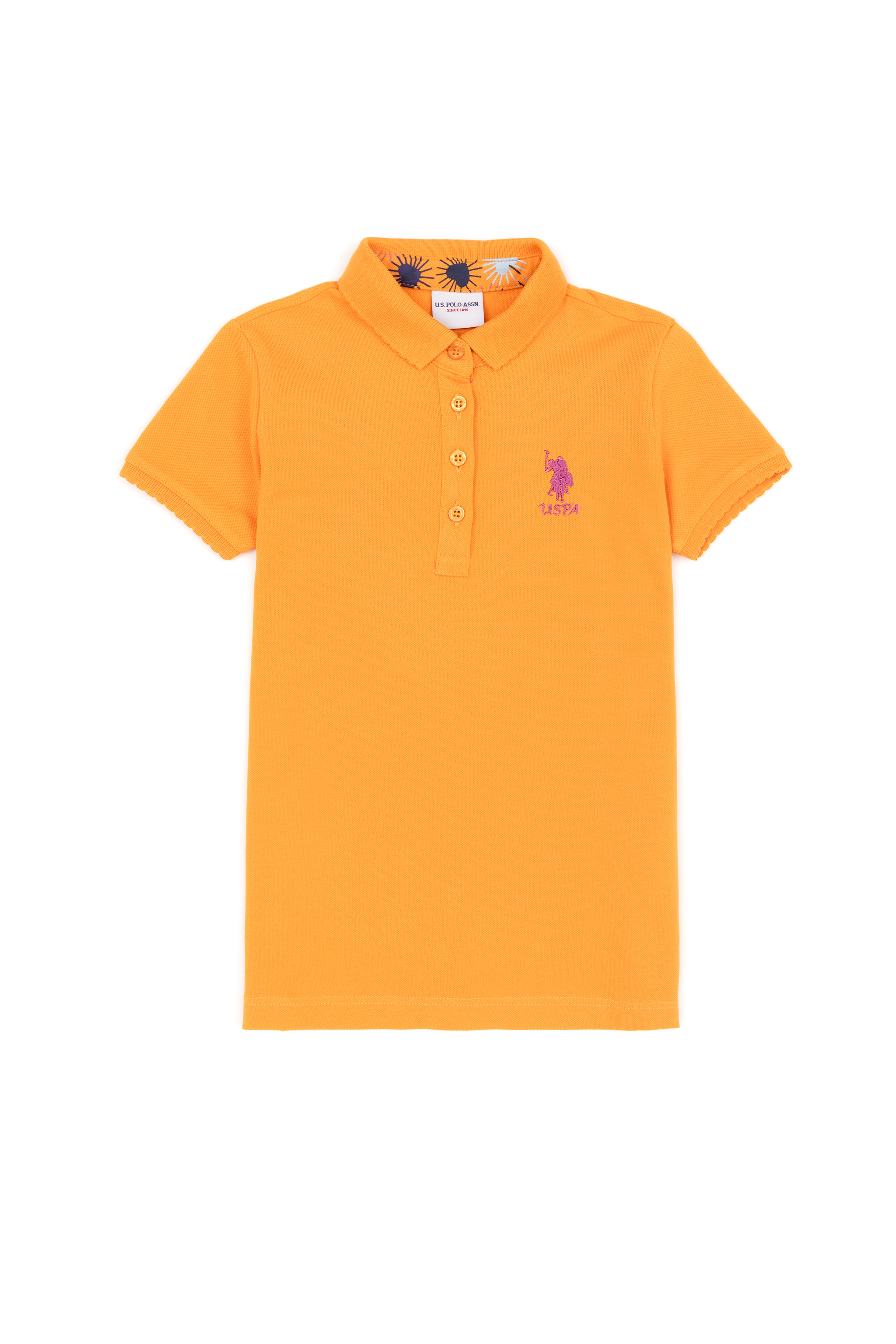 Kız Çocuk Sarı Basic Polo Yaka Tişört - Image 1