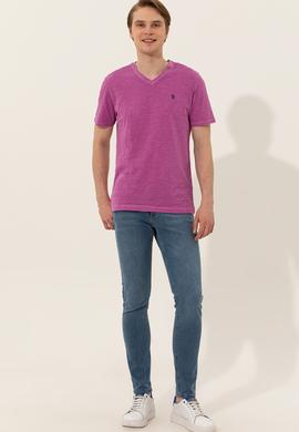 Erkek Menekşe Basic Tişört - 50246848042