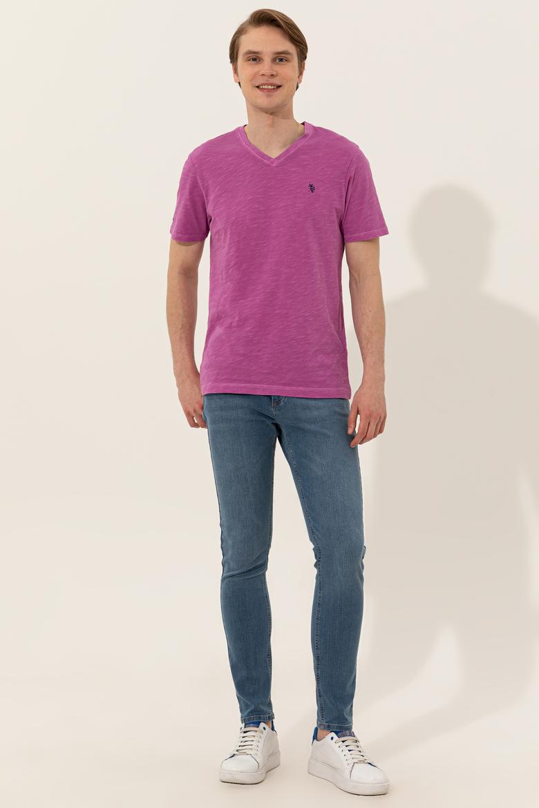 Erkek Menekşe Basic Tişört - 50246848042