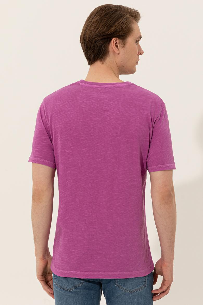 Erkek Menekşe Basic Tişört - 50246848042