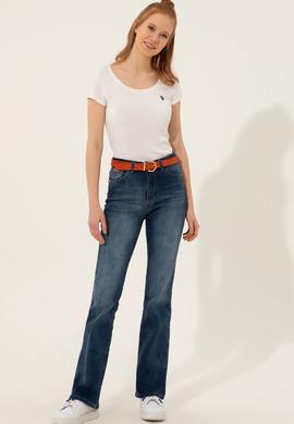 Kadın Koyu Mavi Jean Pantolon - 50247219002