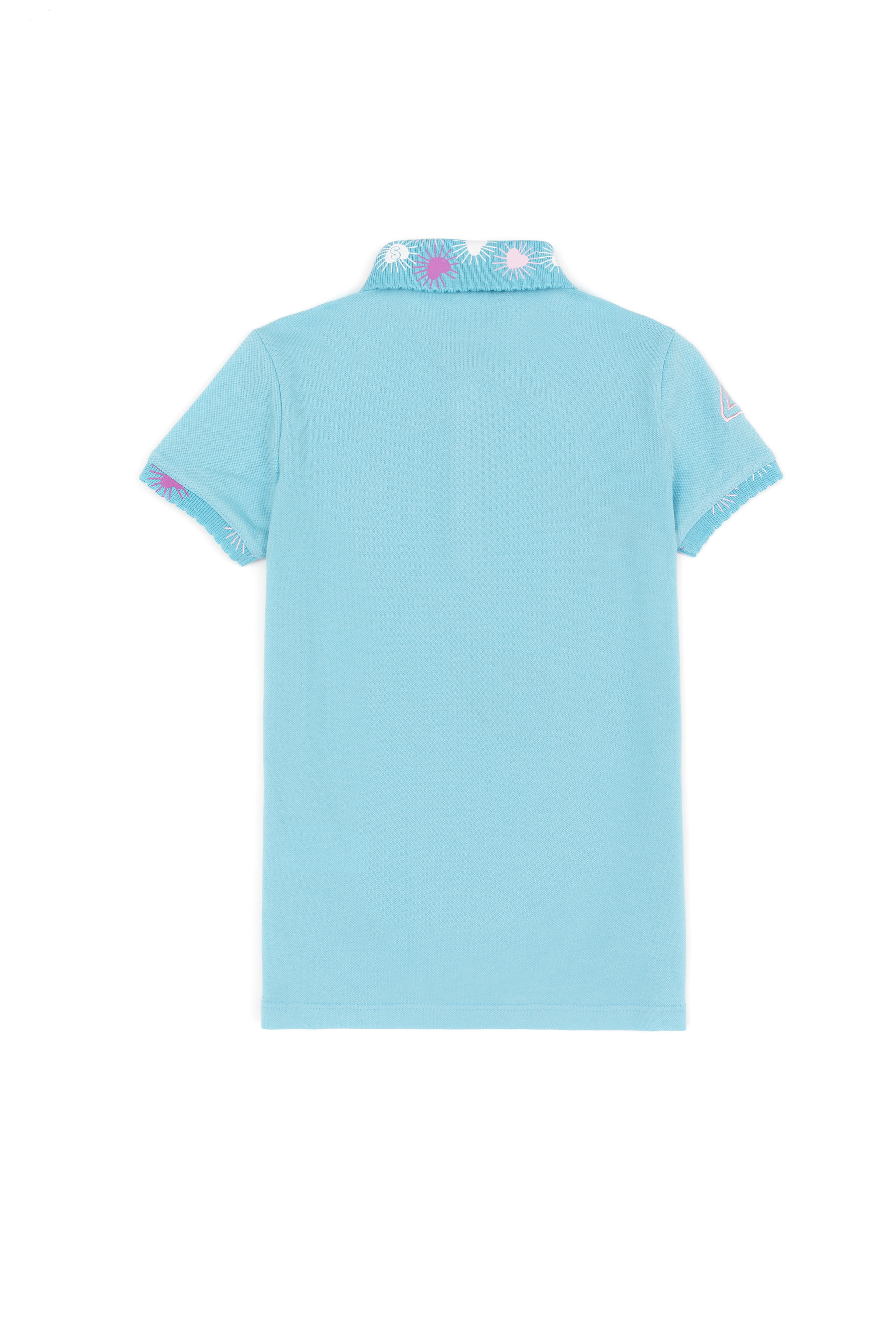 Kız Çocuk Turkuaz Basic Polo Yaka Tişört - Image 2